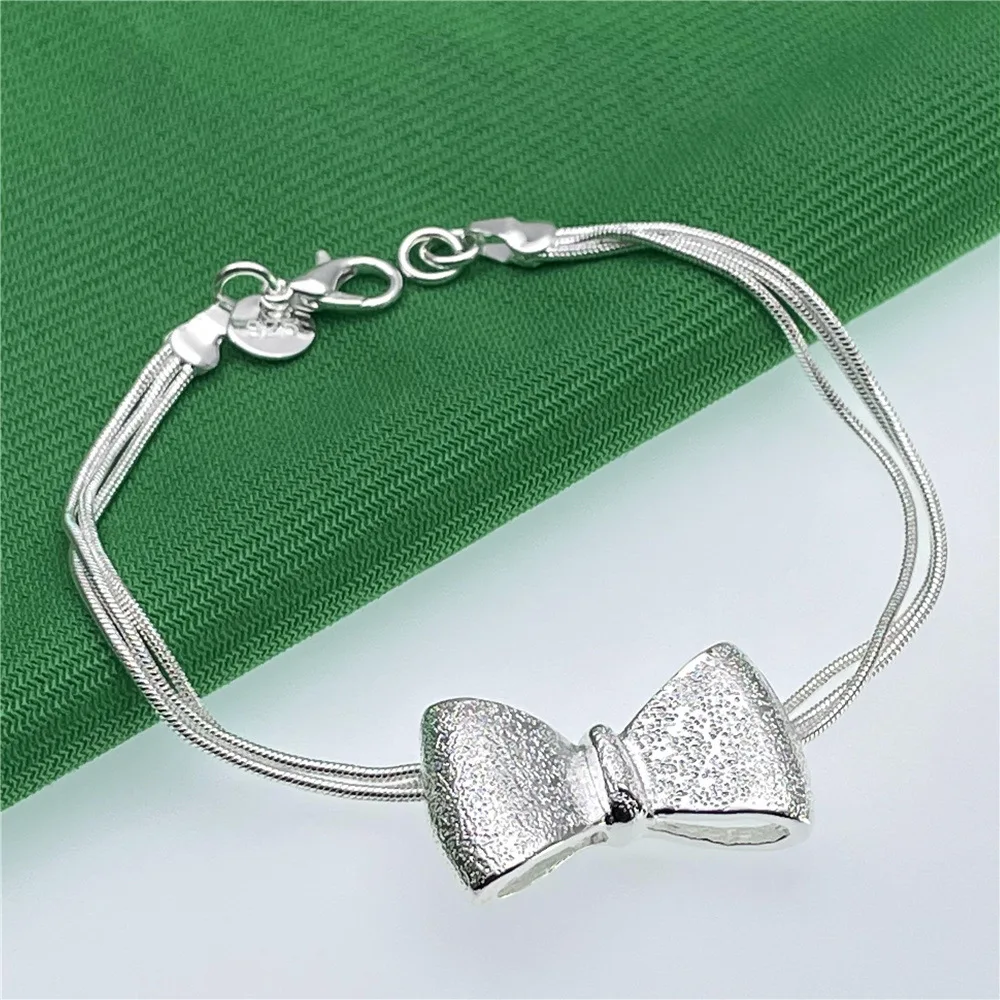 

Wholesale 925 Sterling Silver Plated Pretty Bowknot Bracelets For Women Wedding Party Cute Jewelry Gifts