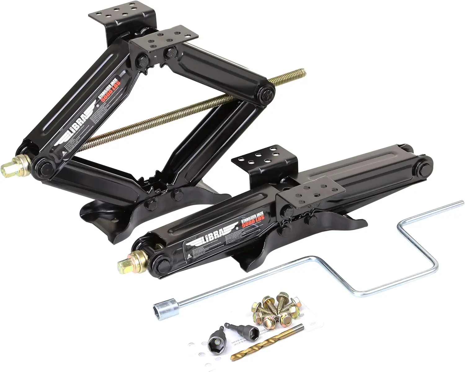 

Set of 2 5000lbs 20" RV Trailer Camper Stabilizer Leveling Scissor Jacks w/Handle & Power Drill Socket & Mounting Hardware 26036