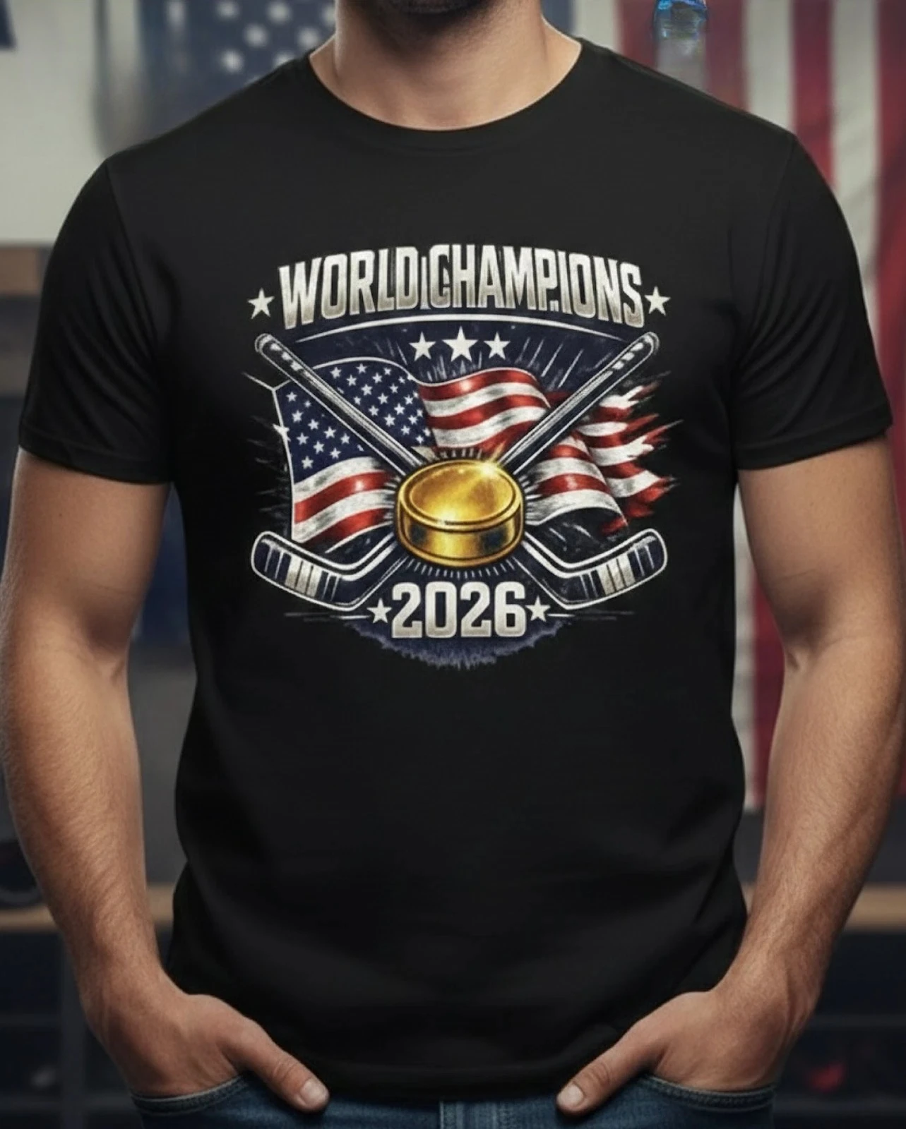 Camiseta de Hockey USA Gold 2026 Campeones Milano Cortina | Camiseta Dorada del Equipo de EE. UU. Primavera/Verano 2026, Nueva Camiseta de Manga Corta