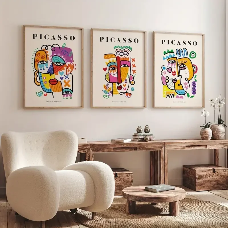 

Picasso Exhibition Inspiration Beige Abstract Vintage Minimalist Poster Modern Art Bedroom Living Room Hallway Wall Art