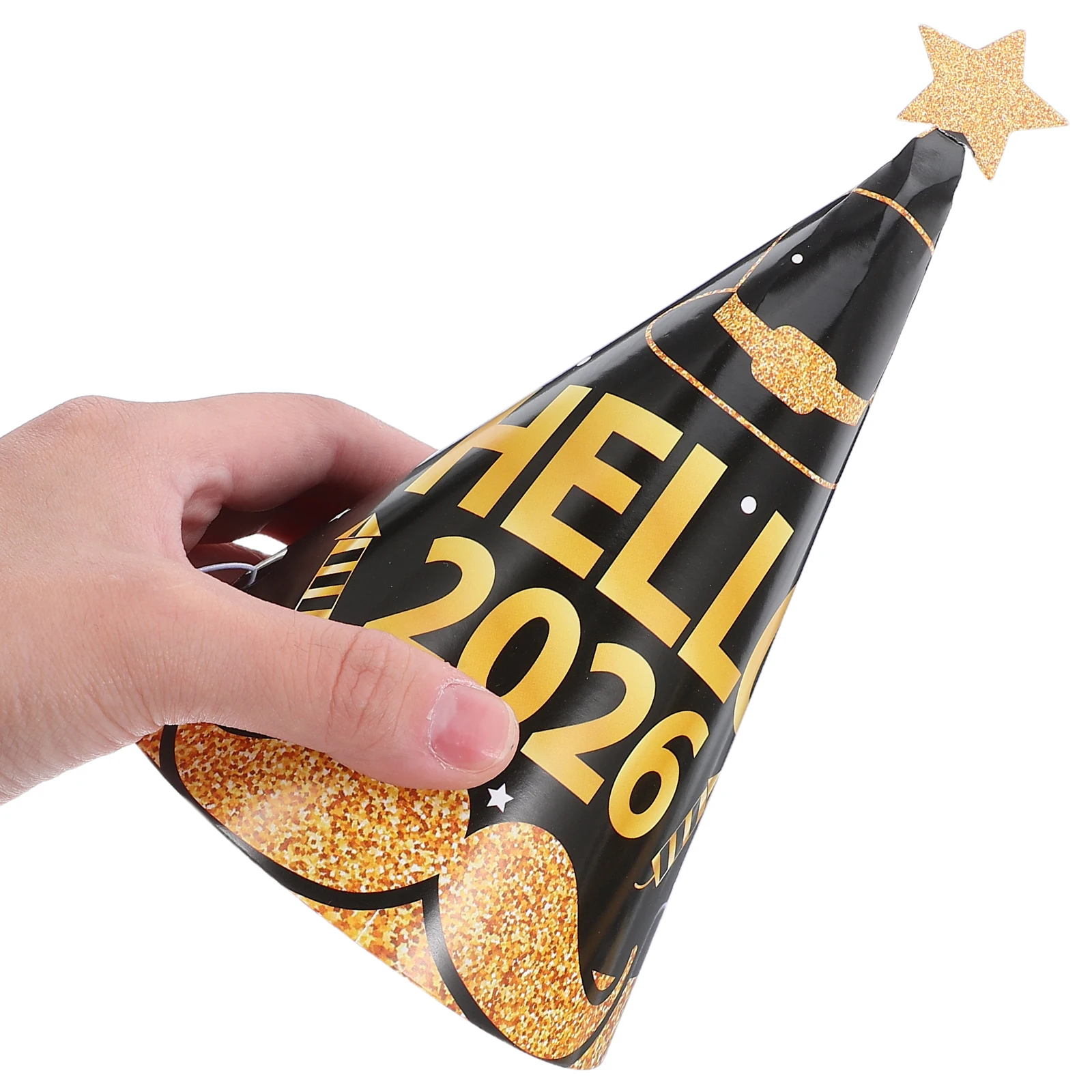 24 Stück Frohes Neues Jahr EVA-Hut 2026 Mondjahr Partyhut Geburtstagshut Papierhut Krone Hüte Top Kegel Foto-Requisiten