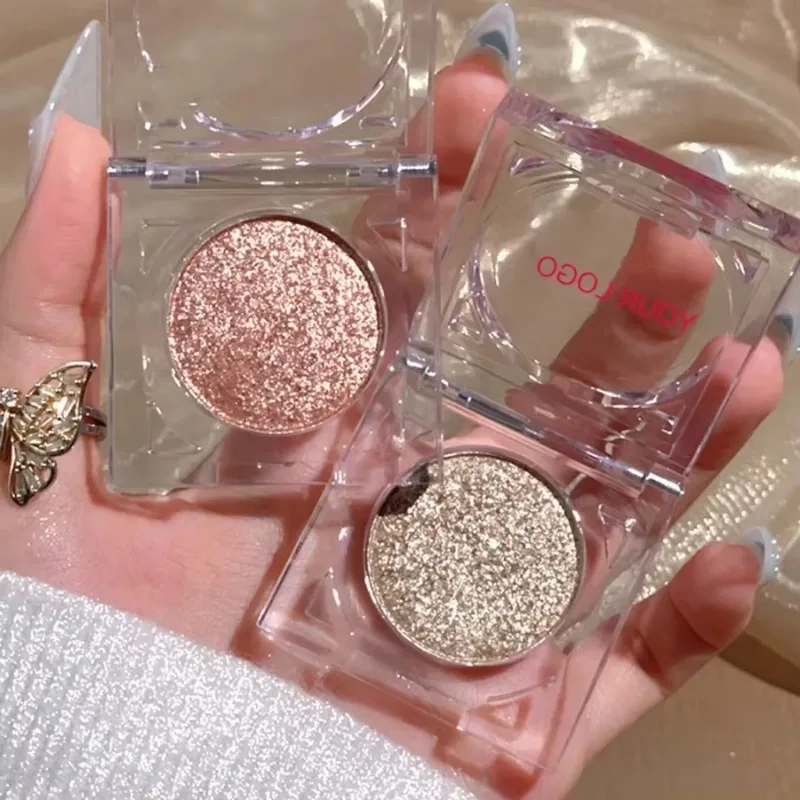 

Custom 4colors Glitter Highlighter Pressed Powder Shiny High Pigment Long-lasting Waterproof Eyes Face Makeup Bulk