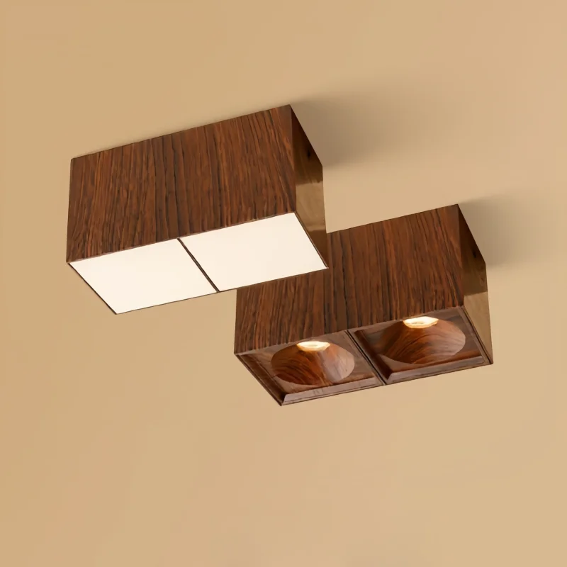 

Прожекторы с двойной головкой в средневековом стиле, скрытая установка, антибликовые трубки, узор из орехового дерева, светильник без потолка.