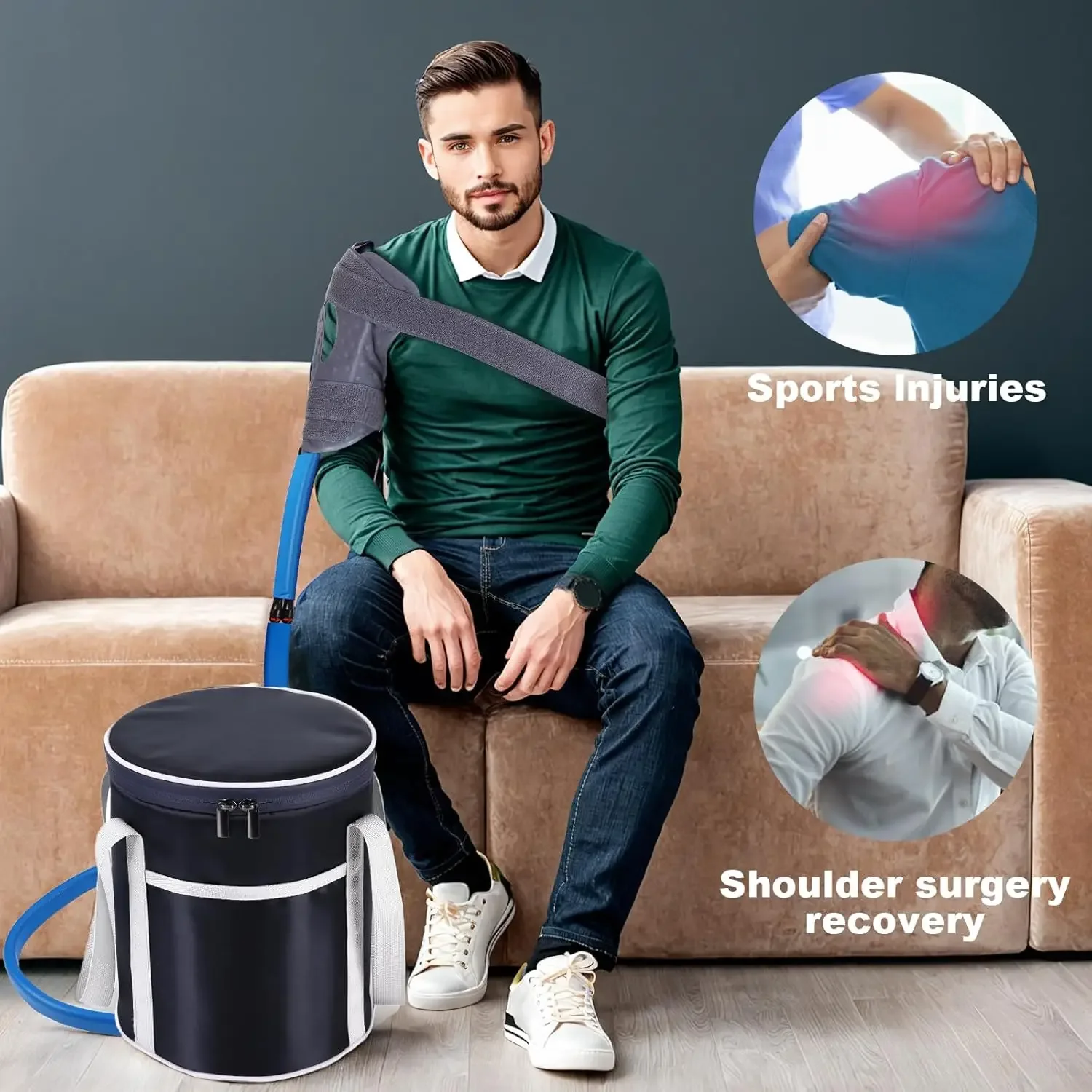 

Portable Iced Therapy Circulating Machine with Universal Pad- Pain Relief for Shoulder Knee Ankle