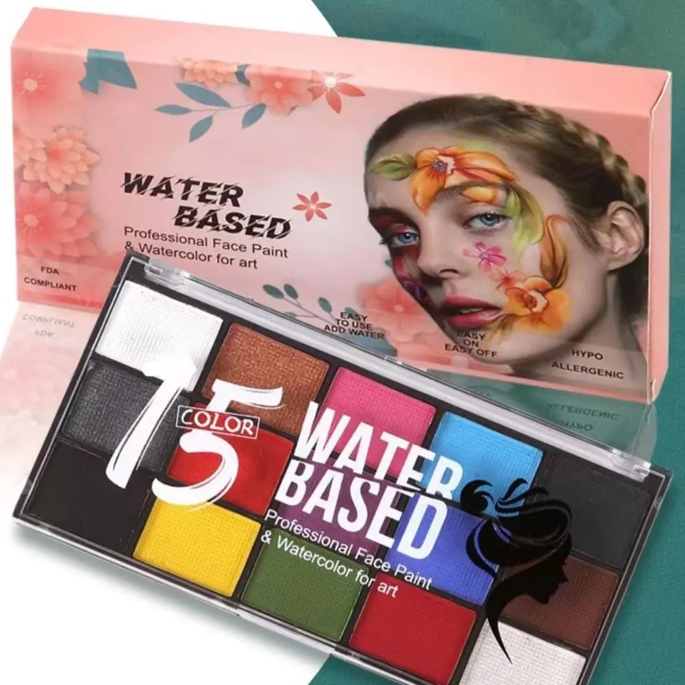 with Brush Face Painting Palette Makeup Colorful Body Painted Palette Long Lasting Cosmetics 15 Colors Body Pigment Girls