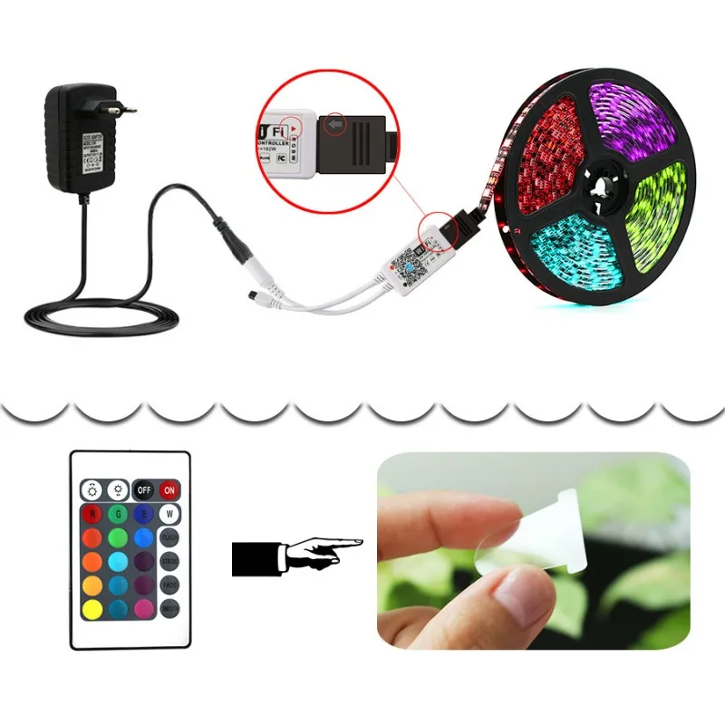 WiFi set light strip with glue waterproof 5050RGB seven-color smart light strip voice waterproof light strip