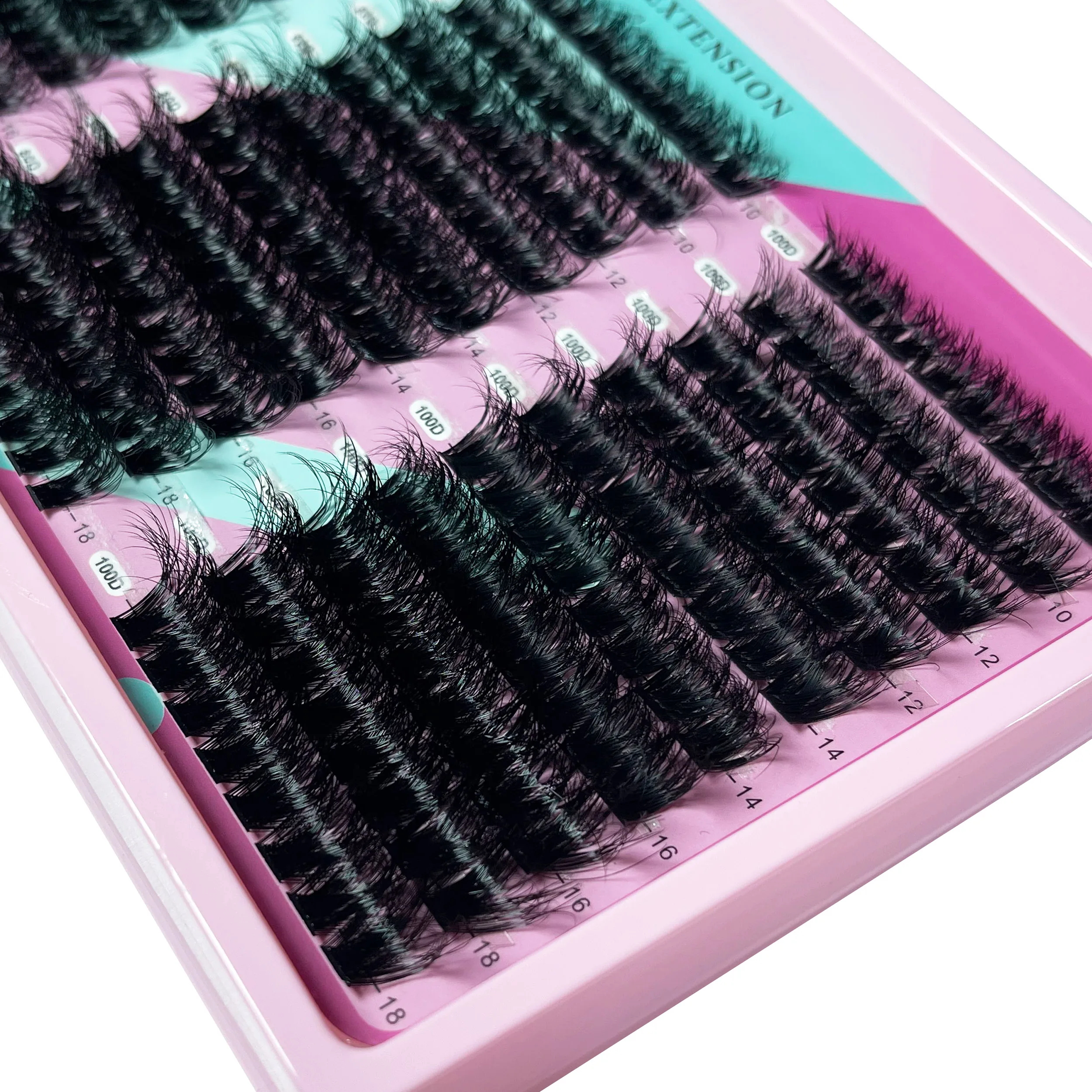 14 Reihen 5D Voluminöse Nerzwimpern-Büschel 50D-150D Dicke Flauschige Wimpernbüschel Katzenaugen-Wimpern 10-18mm Gemischte DIY Wimpernverlängerung – Detail 11