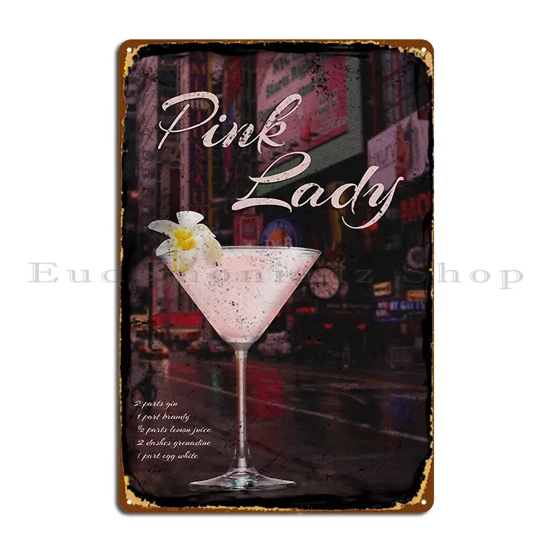 Cocktail Pink Lady Metal Plaque Poster Cinema Custom Personalized Custom Create Tin Sign Poster