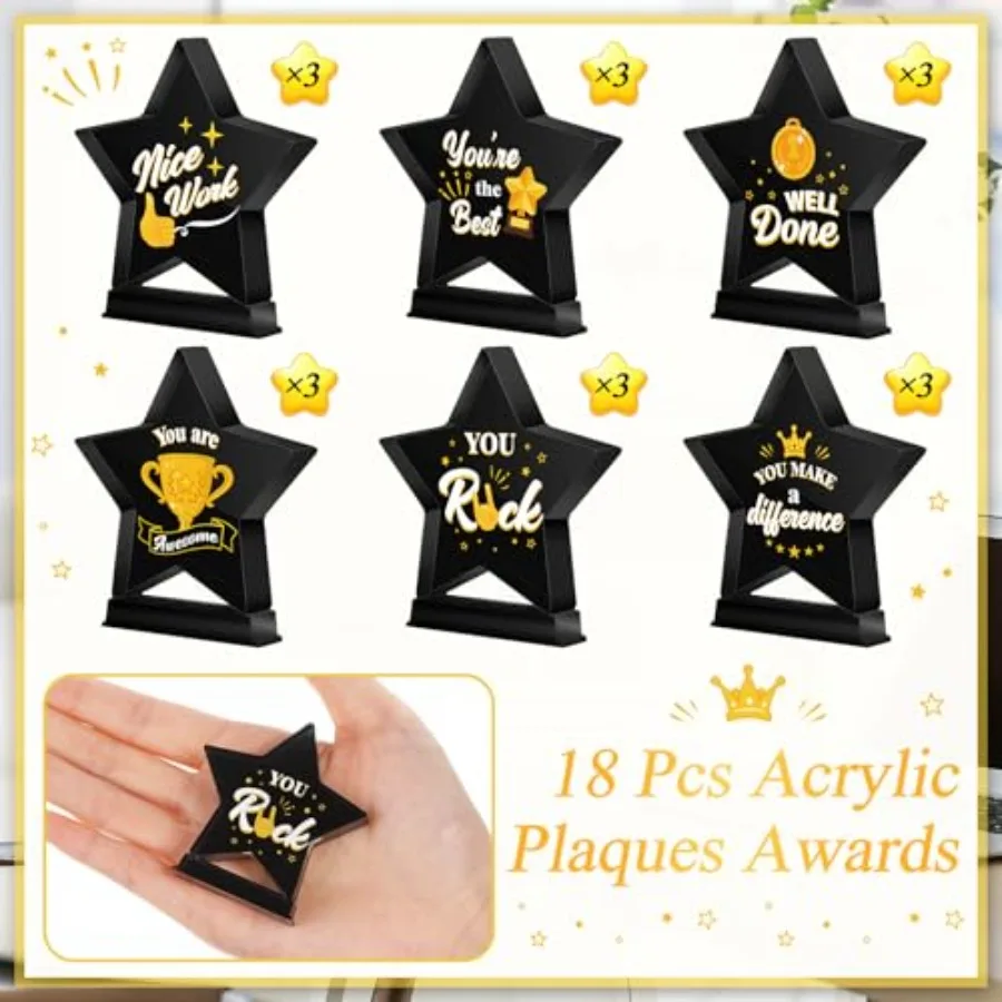 18 Pcs Employee Appreciation Awards Gifts Bulk Small Acrylic Trophies Mini Thank You Plaque Gifts for Recognition Adults Studen