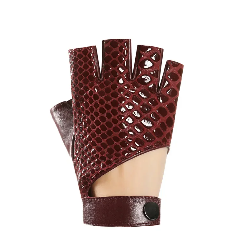 Women Fingerless Driving Racing Motorcycle Mitten Fashion Half Finger Gloves for Fitness Sports Dance Punk Leather Gloves