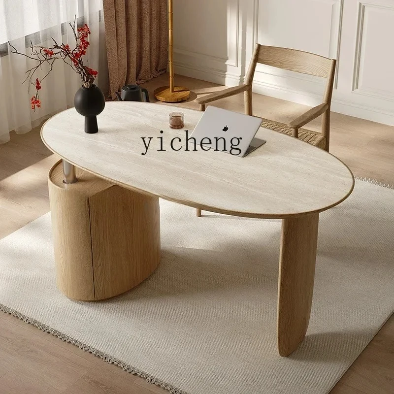 YY- Solid Wood Balcony Tea Table Household Rock Slab Tea Table Small Tea Making Modern Simple New Table And Chair Combination