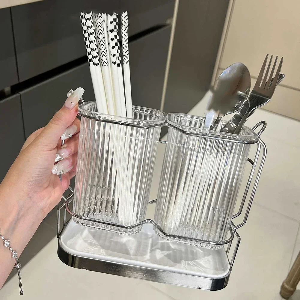 Luxury Cutlery Drainer Wall Mounted Kitchen Cutlery Organizer Spork Spoon Holder Utensil Drying Rack Kitchen Organizer