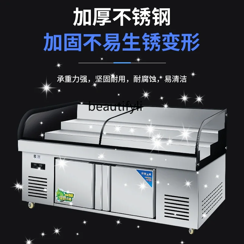 Zwei oder drei Schichten Leiter-Eistischvitrine Kommerzieller Kühlschrank Frischhalteschrank