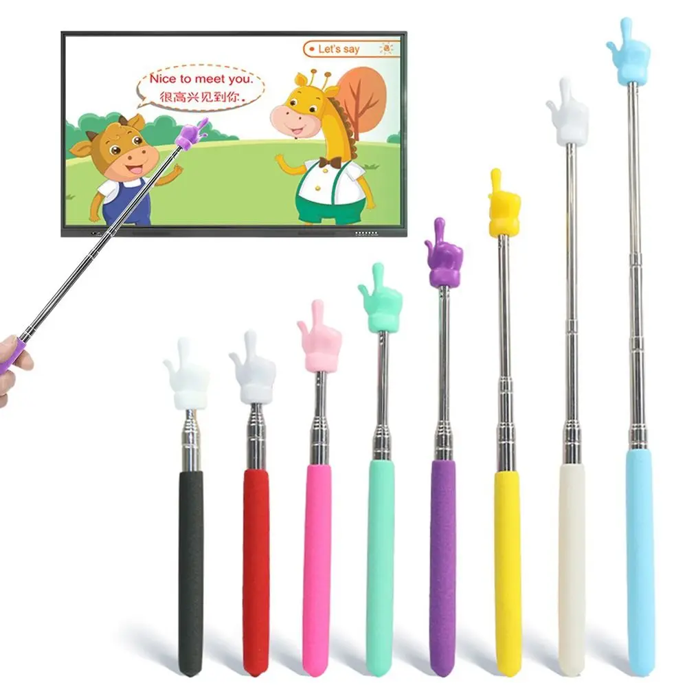 Finger Design Teaching Tools Stainless Steel Whiteboard Pointer Handheld Presenter Finger Reading Sticks Teaching Stick