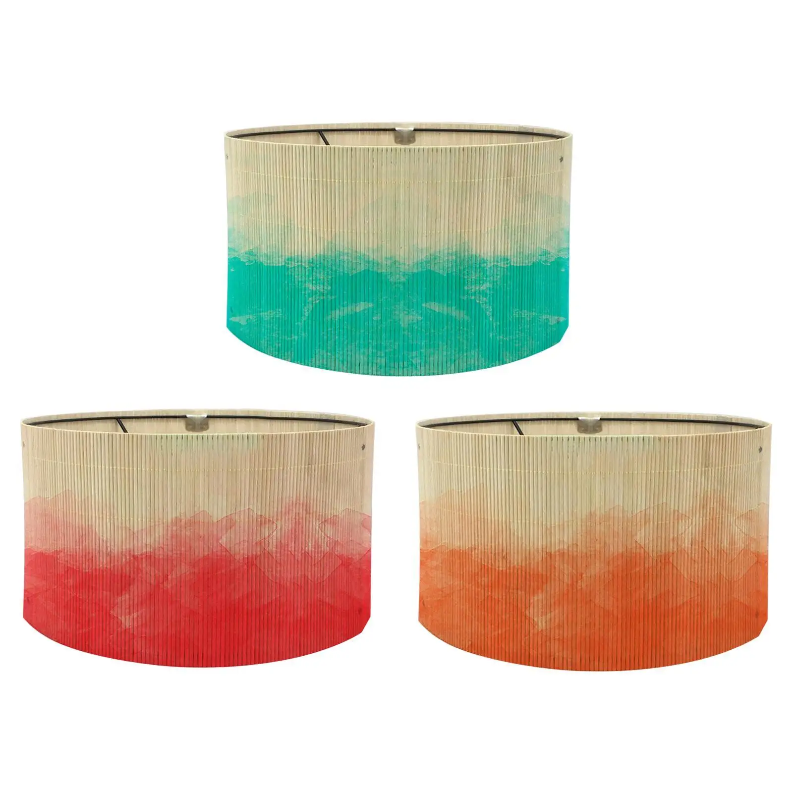 

Gradient Bamboo Lamp Shade,Chandelier Lampshade Replacement Light Cover Vintage E27 for Pendant Light Table Lamp Floor Light