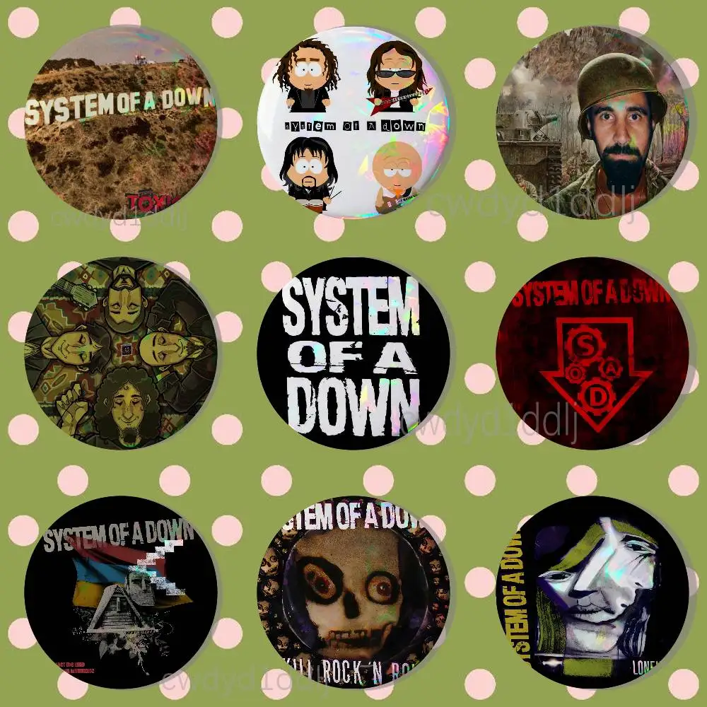 

Band S-System Of A Down Icons Badge Creative Figure Enamel Pins Round Tinplate Brooch Bag Clothes Accessories