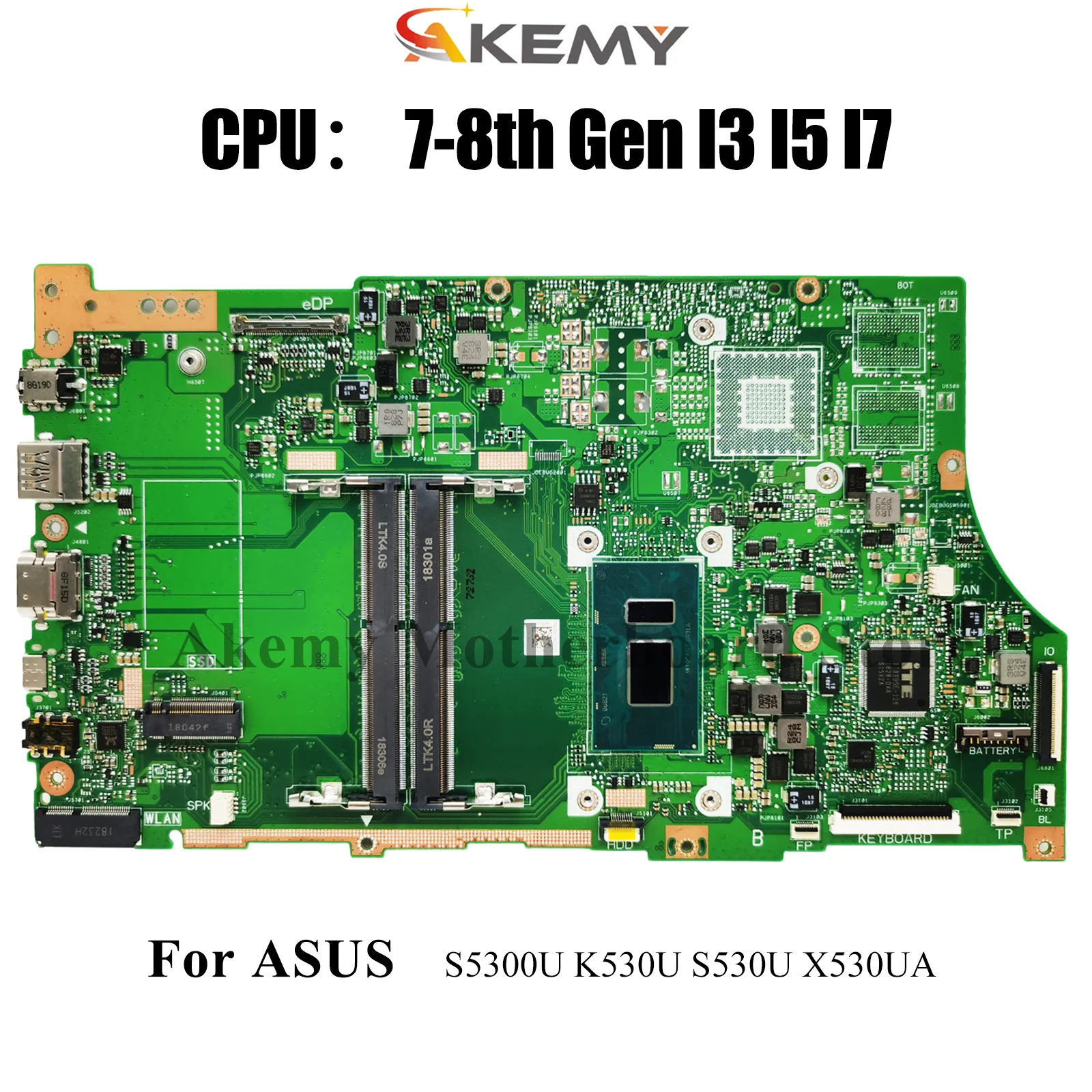 

X530UA Материнская плата для ноутбука ASUS VivoBook X530U X530UA S5300U K530U X530UN S530U Материнская плата с процессором I3 I5 I7 100% tests OK stk