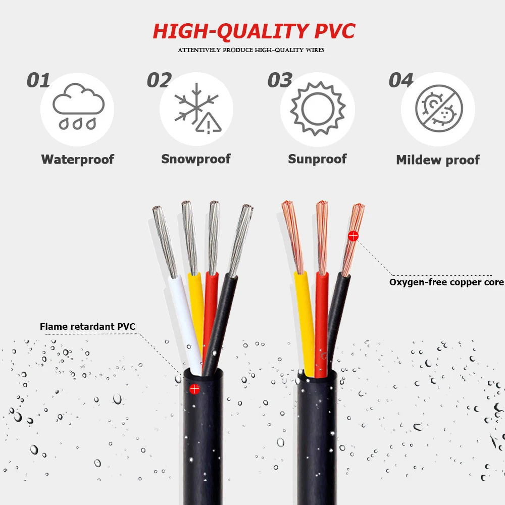 2 3 4-pinowy kabel czerwony czarny Przewód miedziany Przewody płaszcza led DC 5v 12V PVC Samochodowe kable elektroniczne 16 18 20 22 24 26 28 awg