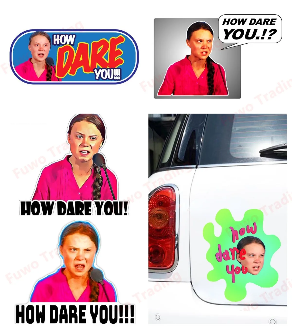 Hot selling Car Sticker How Dare You! Greta Thunberg Car Styling Vinyl Window Bumper Decal Waterproof Car Accessories