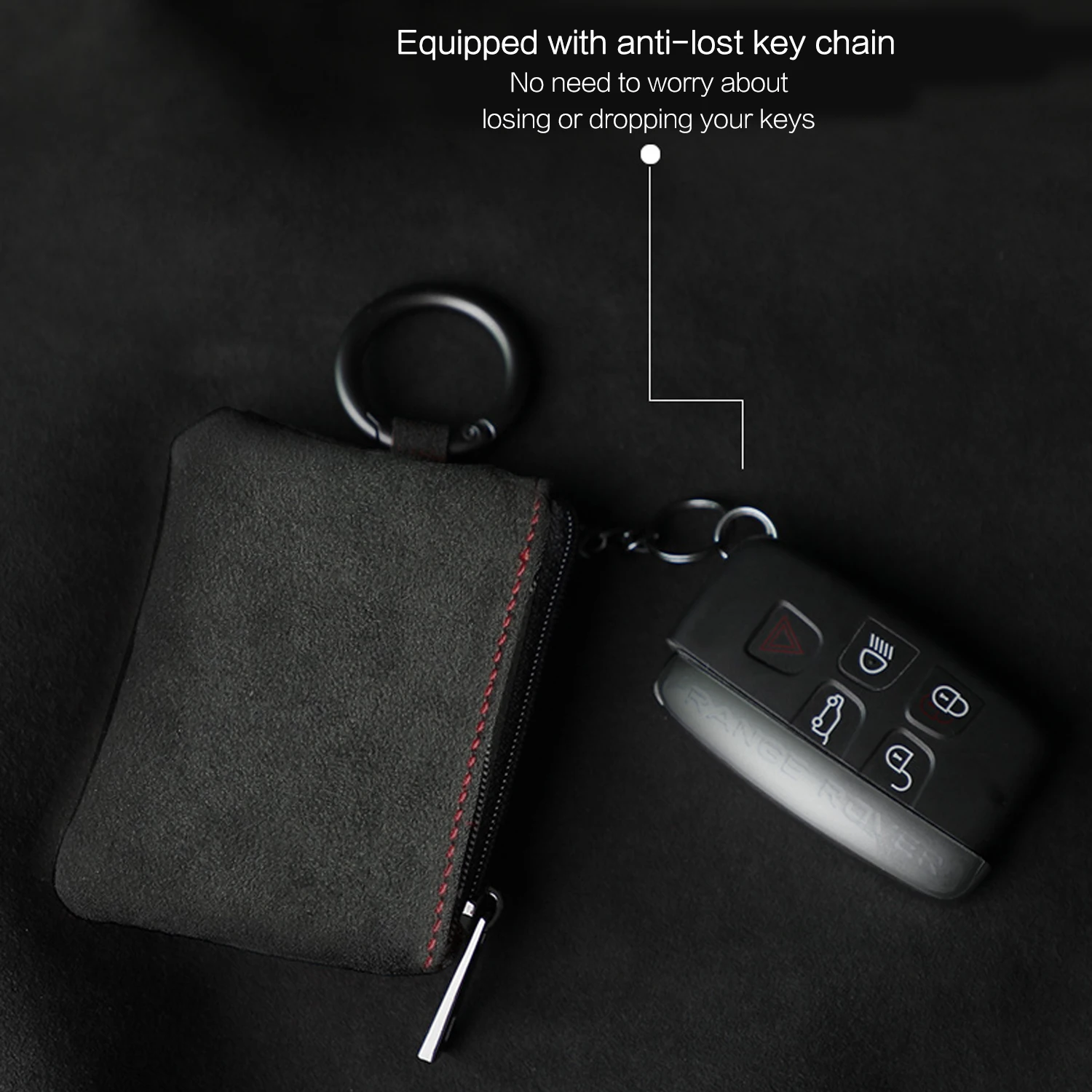 Universal Suede Leather Car Key Case Cover Key Bag For Benz BMW Nissan Hyundai Audi Key Wallet Auto Decor Accessories