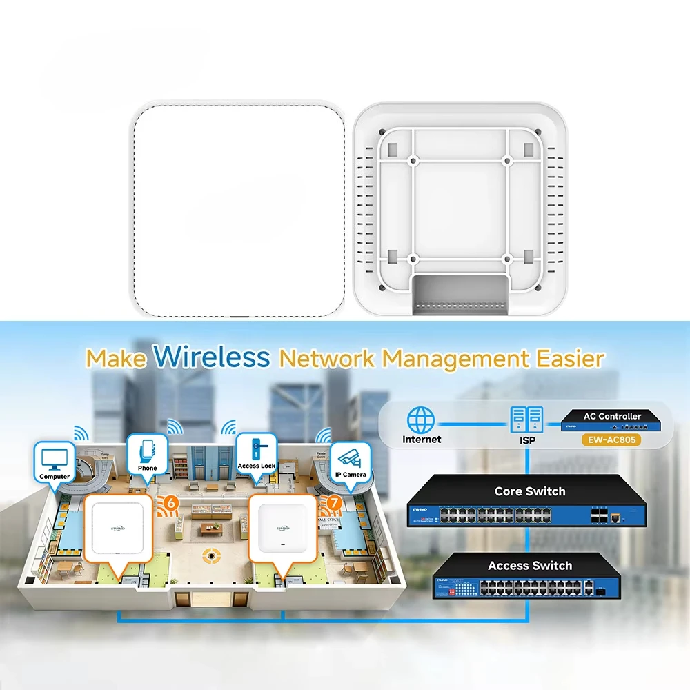WiFi 6 Wireless Access Point 48V PoE 3000Mbps Dual Band 802.11ax Gigabit PoE Ceiling Mount AP Smart Management
