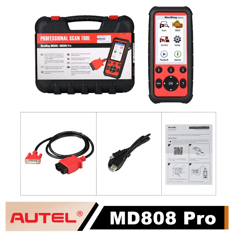 Autel MaxiDiag MD808 Pro Alle Systeme OBD2 Auto-Scanner Diagnosegerät OBD 2 Kfz-Diagnosescanner Eobd Automotivo Fahrzeugscanner