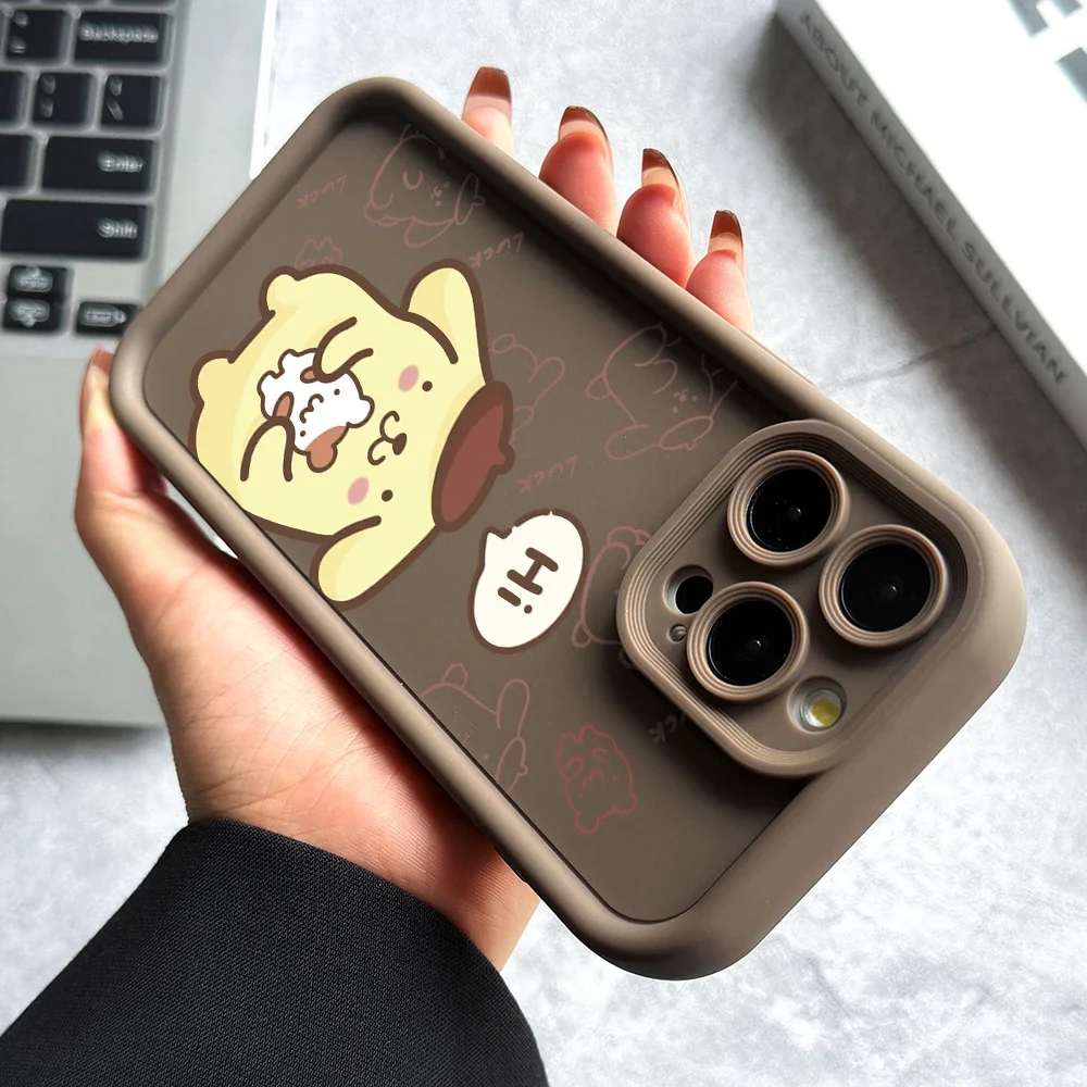 Pompompurin Cinnamoroll Phone Case for iPhone 16 15 14 Plus 13 12 Mini 11 Pro Max X Xs XR 8 7 Soft Ladder Lens Protection Cover