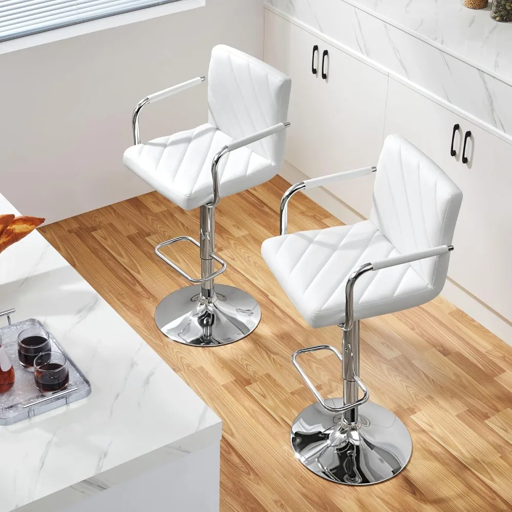 Bar Stools Set of 2, Height Adjustable Swivel Bar Stools, Counter Height Bar Stools for Kitchen Island