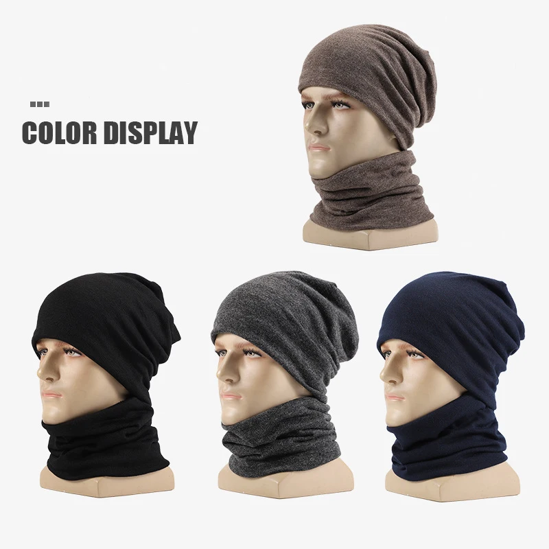 Winter Hats Knit Cap Men And Women Velvet Hat Coral Fleece Scarf Outdoor Riding Hat Warm Thickening Plus Velvet Neck Protect Cap