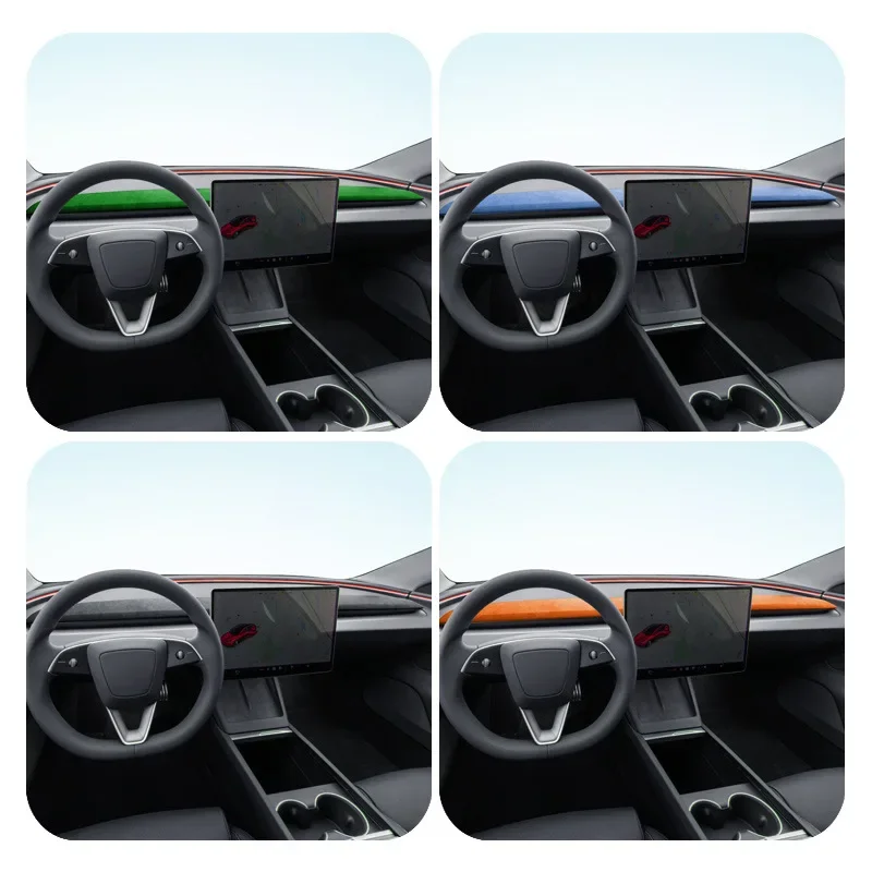 Fur-turning Instrument Panel Decoration Strip Cover Plate Car Modification for 2024 Tesla New Model 3+ Alcantara Cover Board