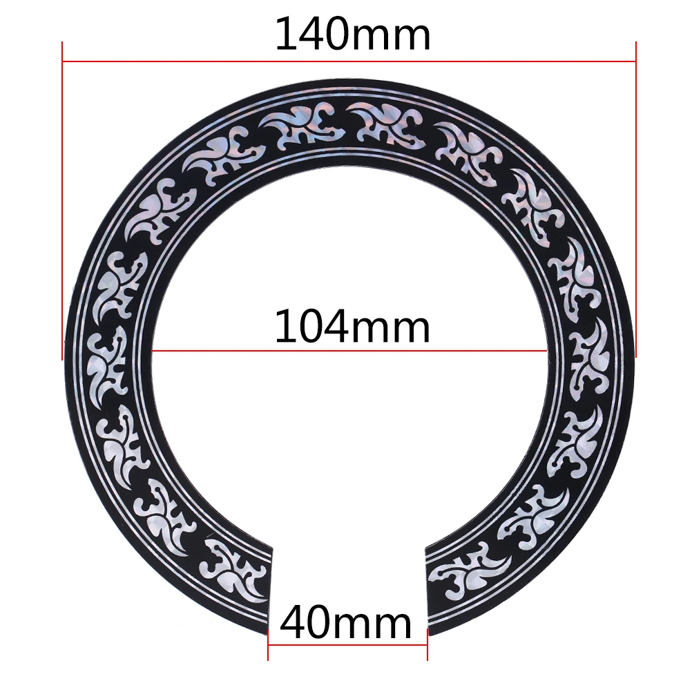 38 39/40 41 inch PVC Circle Sound Hole Rosette Inlay Sticker for Guitars Decor Black + Silver Sound Hole Rosette Sticker