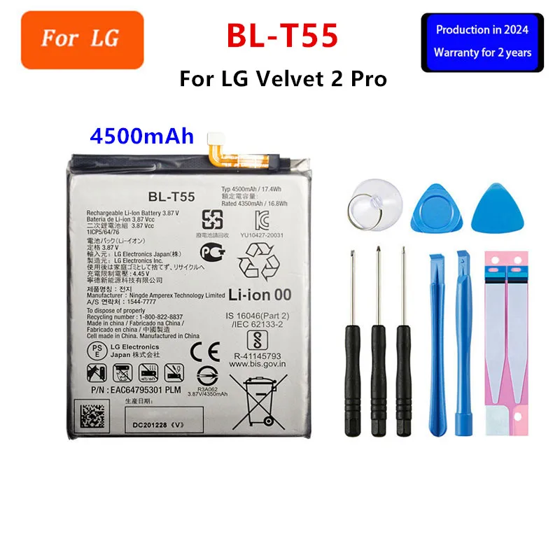 

Original BL-T55 4500mAh Battery For LG Velvet 2 Pro BL T55 Mobile phone Batteries+Tools