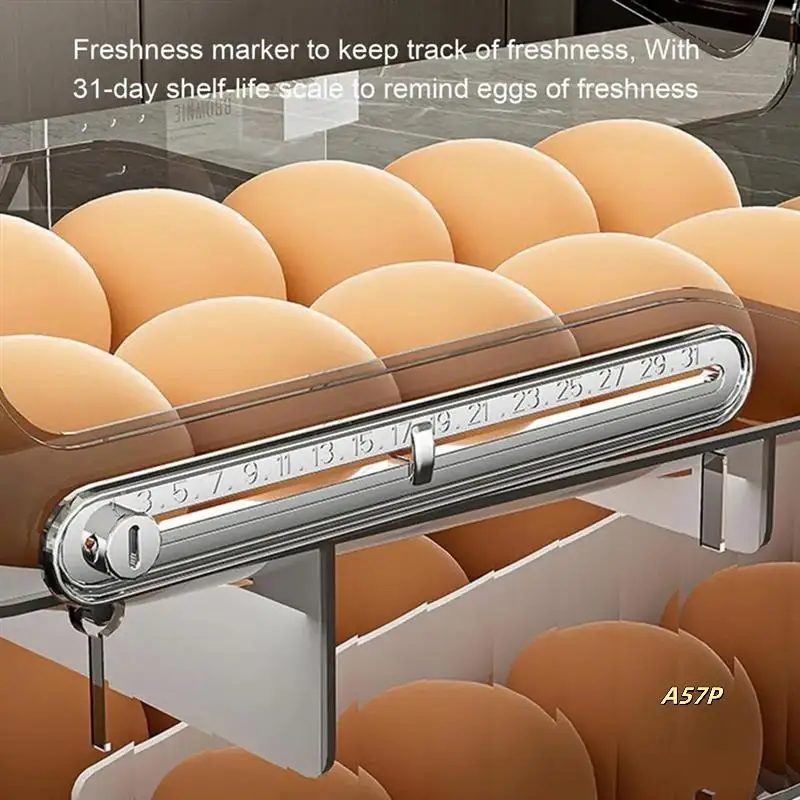 Automatic Egg Rolling Dispenser Clear Egg Container 2 Tiers Kitchen Organizers And Storage Space-Saving Refrigerator Egg