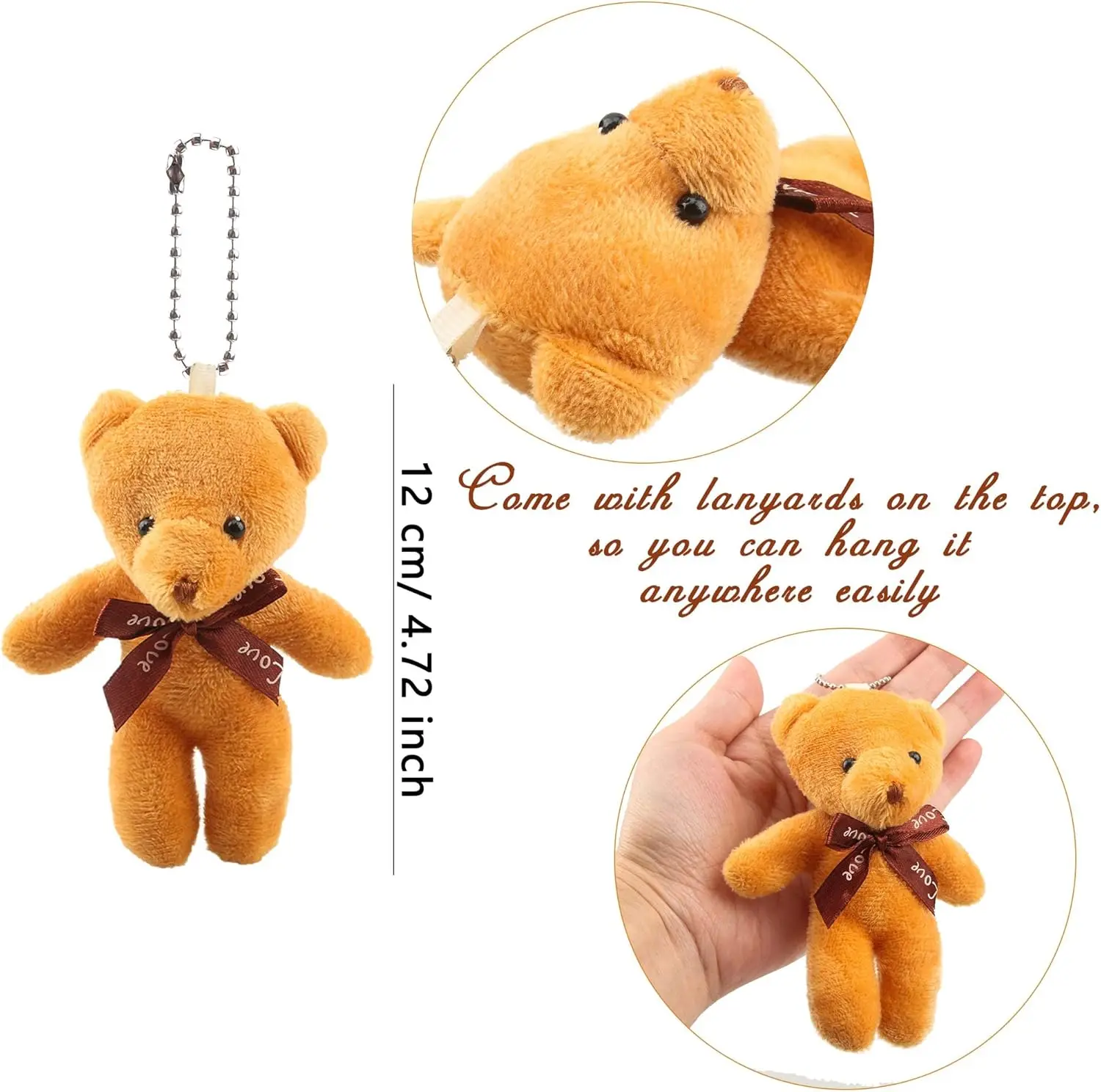 6/12pcs Cute Mini Teddy Bear Plush Toys Soft Plush Tiny Bear Keychain  for Girl Bag Pendent Birthday Wedding Party Home Decor