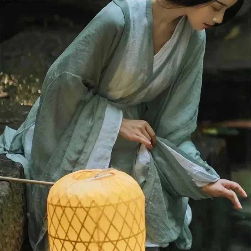 2025 tamanho grande hanfu vestido feminino chinês tradicional cosplay traje verão vestido verde antigo hanfu 2 pçs conjuntos plus size 3xl