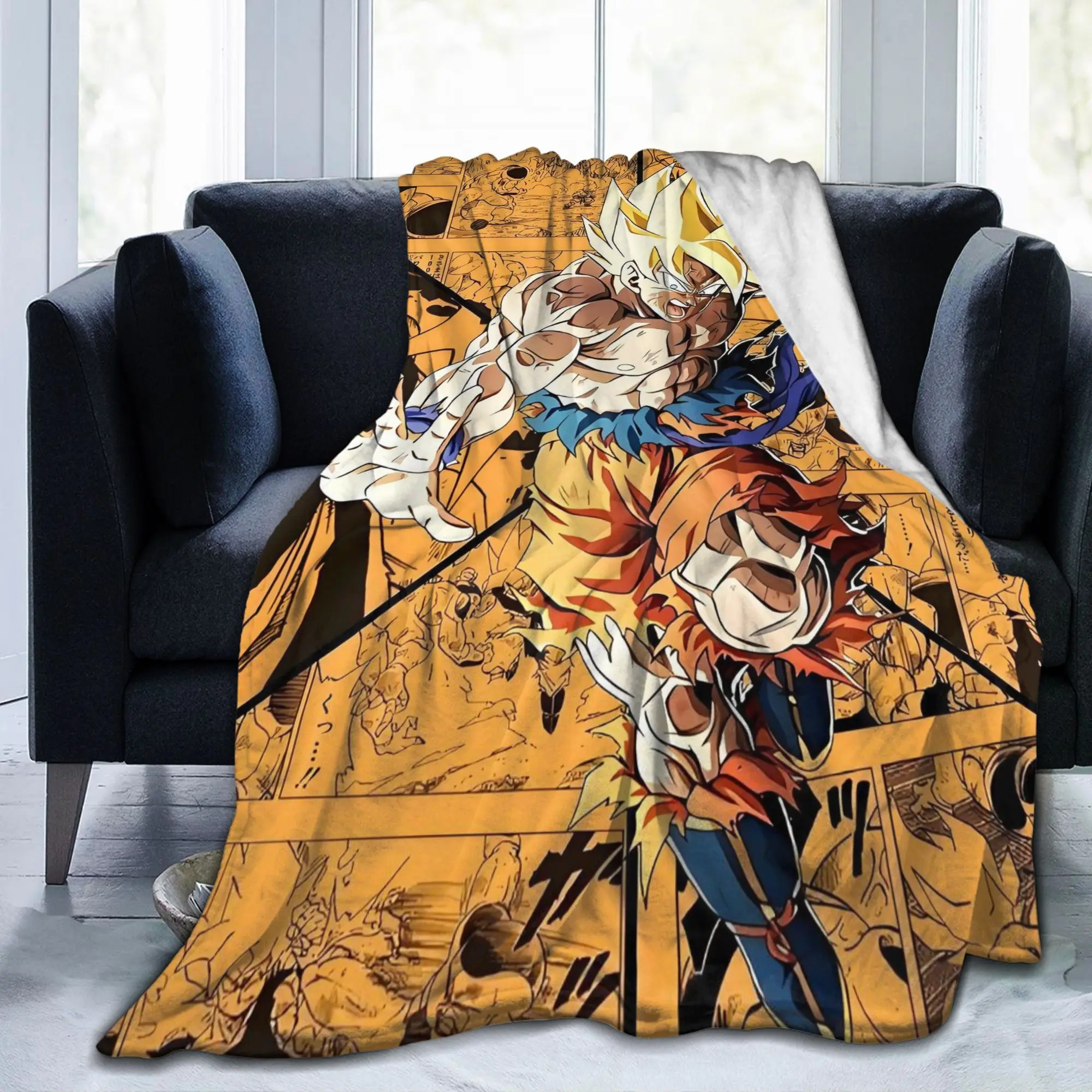 D-Dragon B-Ball Z Gokus Anime Blanket Soft Fleece Autumn Warm Flannel Cute Cartoon Throw Blankets for Sofa Car Bedding Quilt