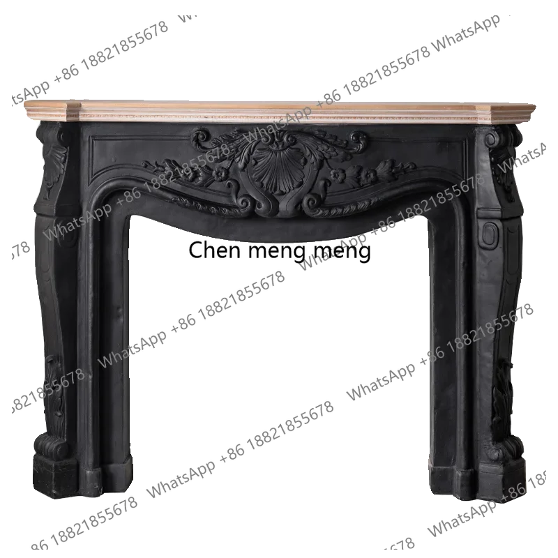 R French vintage carved fireplace decoration living room wall entryway modern TV cabinet is old