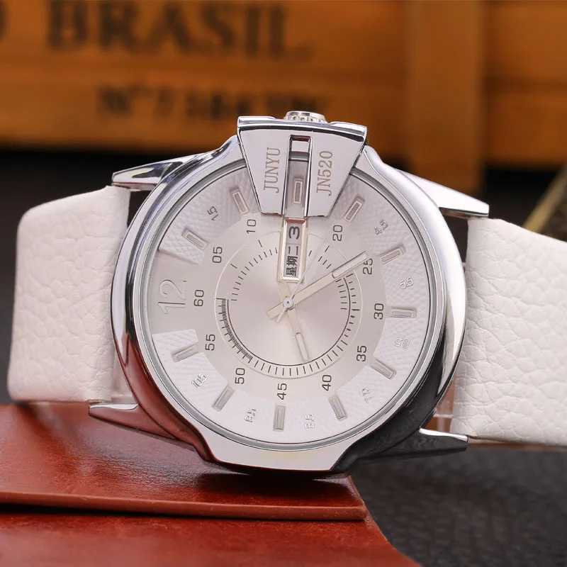 Men's Watch Men's Watch Couple Watch Large Plate Week Date Waterproof Leather Belt Quartz Watch Taobao