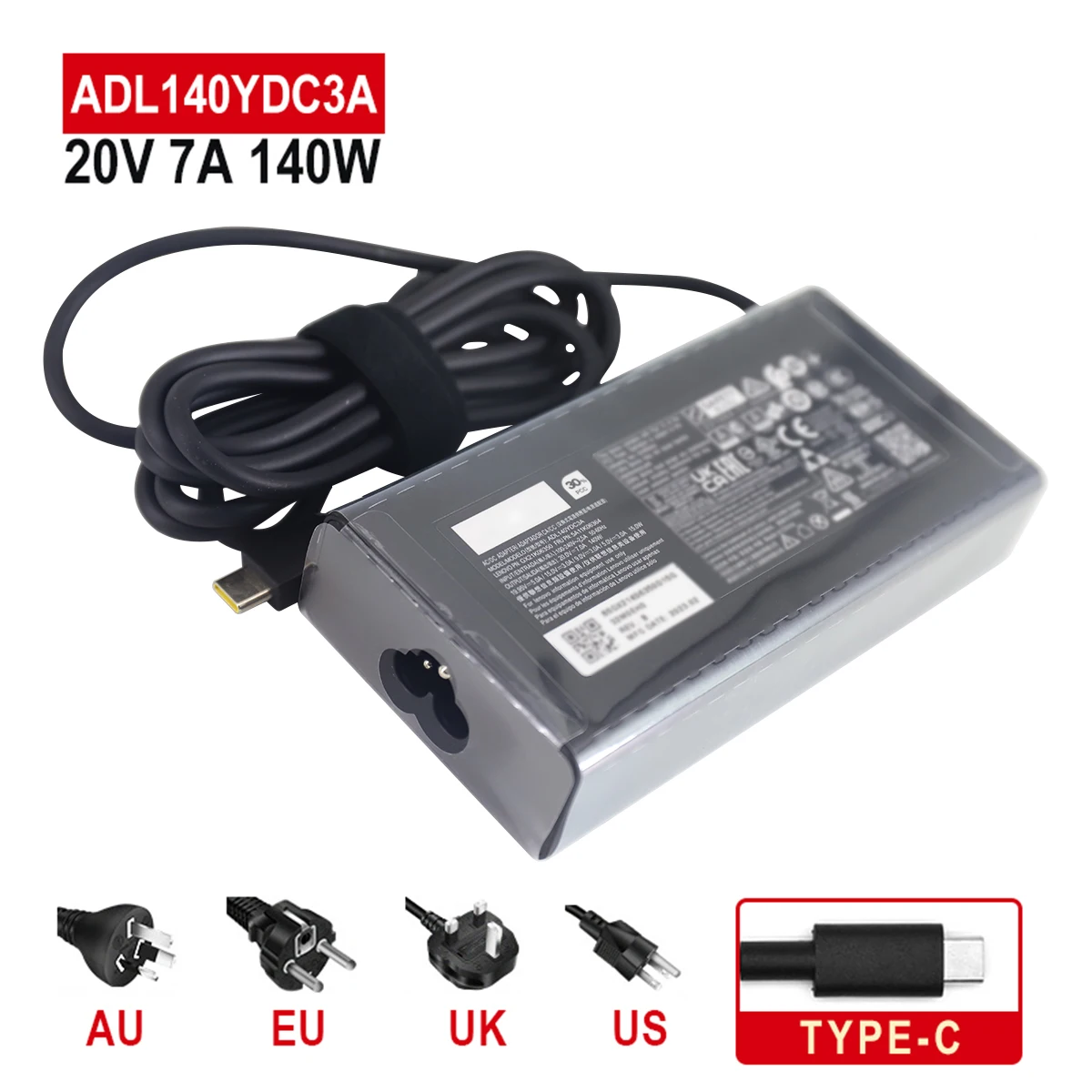 

20V 7A 140W TYPE-C USB ADL140YDC3A ADL140YLC3A ADL140YCC3A AC Adapter For Lenovo Thinkpad Laptop Power Supply Charger