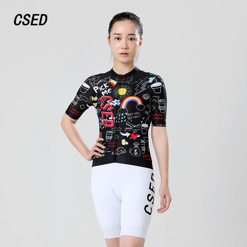 

CSED Women's Cycling Jersey Bicycle Riding Clothes Slim Short Sleeve Bikewear Clothing Top Shirt Breathable Quick Dry Sweatshirt