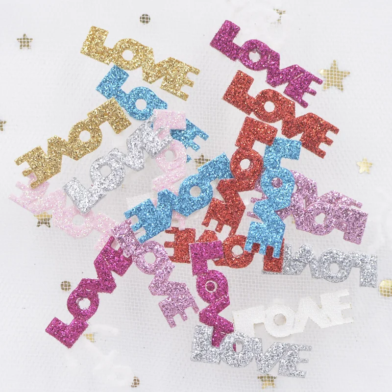 200Pcs 26mm Glitter Leather Fabric Patches \