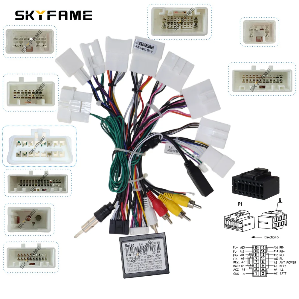 Car 16pin Wiring Harness Adapter Canbus Box Android Radio Power Cable For Toyota Highlander Prado RAV4 Sienna Support OBD