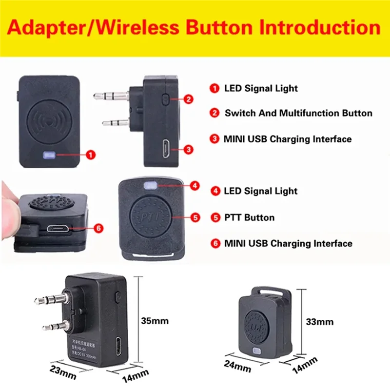 Wireless Headset Bluetooth Two Way Radio Headphone Earpiece Replacement For Baofeng 888S UV5R Walkie Talki-TCES
