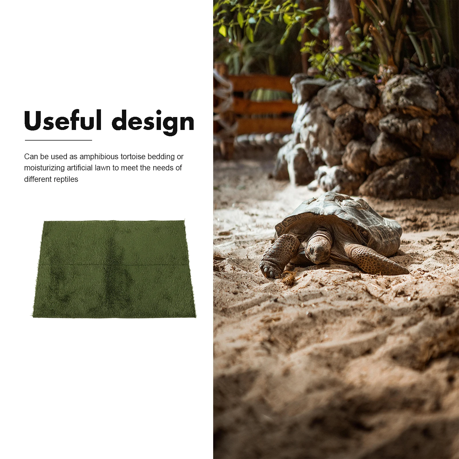

20x20cm Fake Lawn Reptile Carpet Terrarium Bedding Substrate Reusable Mat for Turtles Lizards Tortoises Cage Liner Pet