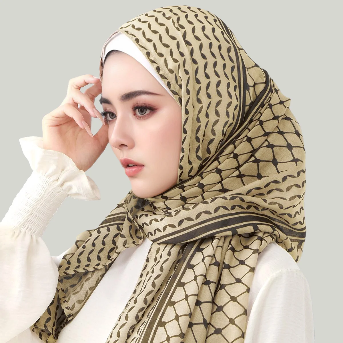 Novos estilos árabes lenço impresso feminino muçulmano hijab lenços islâmicos xale árabe longo cachecol de oração respirável xadrez longo cachecol
