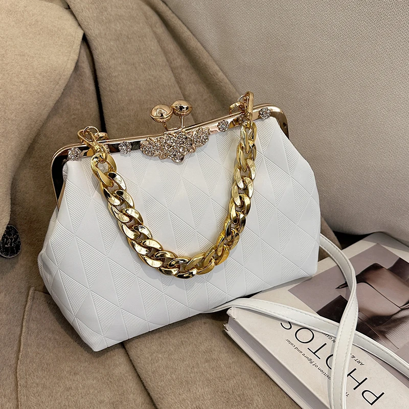 Luxury Designer Chain Handbag Evening Bag Party Purse for Women 2023 Fashion Exquisite Female Wedding Pu Leather Clutch Ceremony