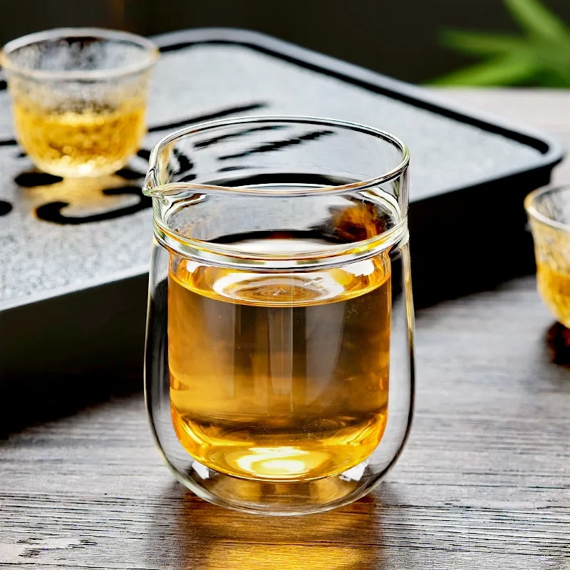Japanese style Heat resistant Double Wall Glass Fair Cup Tea Dispenser Chahai Kung Fu Tea Set Accessories Coffee Pot Pitcher