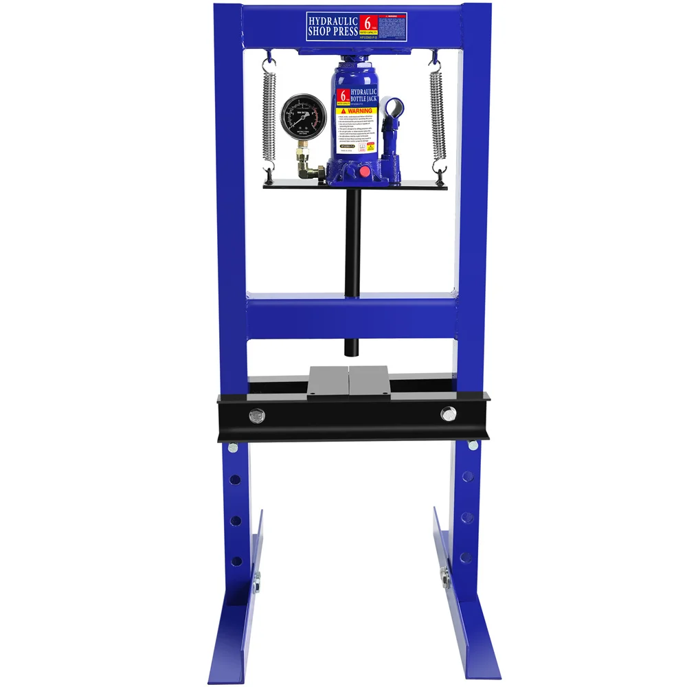 Hydraulic Press 6 Ton H-Frame Garage Floor Shop Press With Stamping Plates Install Bearings And H-Joints Adjustable Working