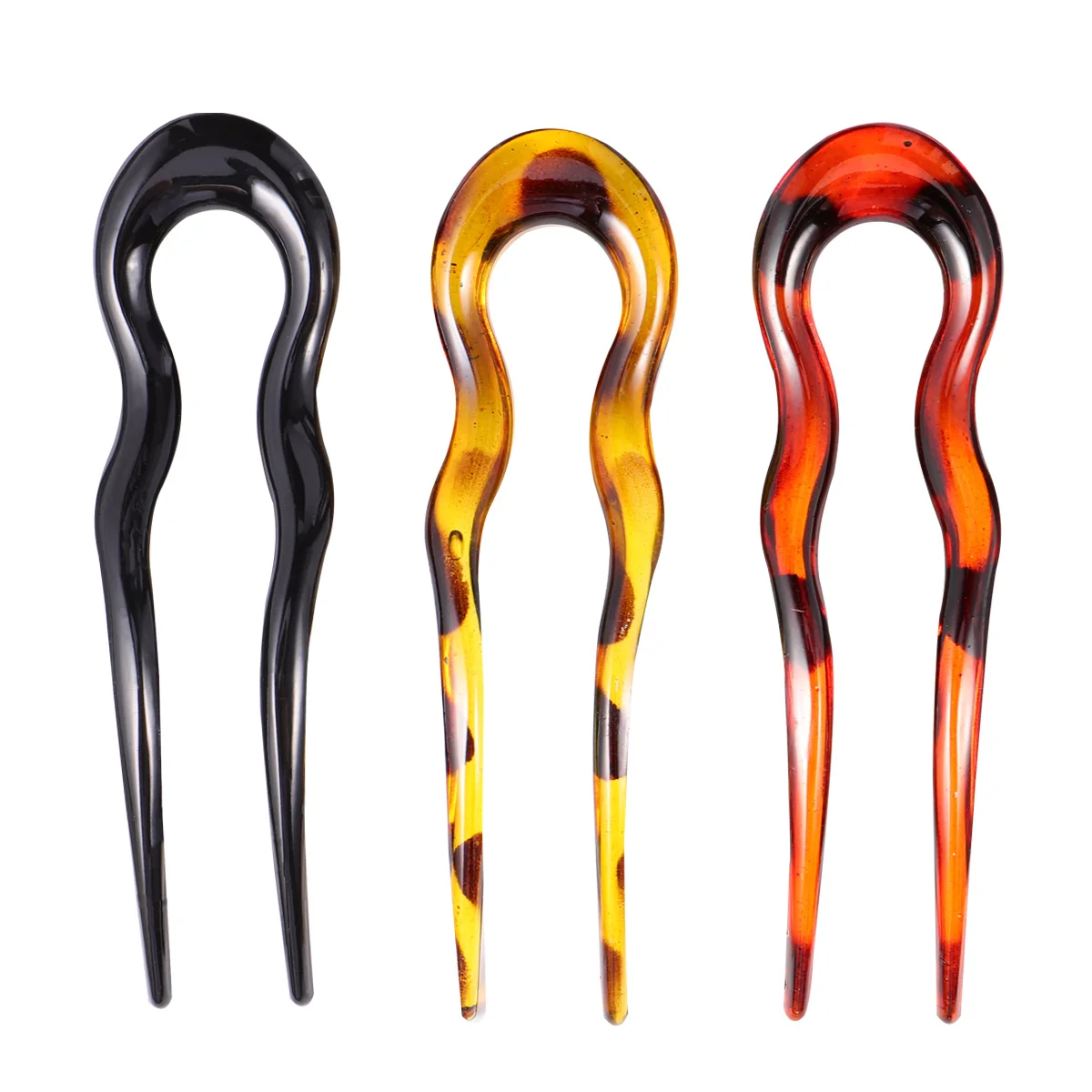 3 Pcs Resin Hairpin Formal Clips U Shaped Sticks French Hairpins Barrettes Jewelry Plastic Fork Bride