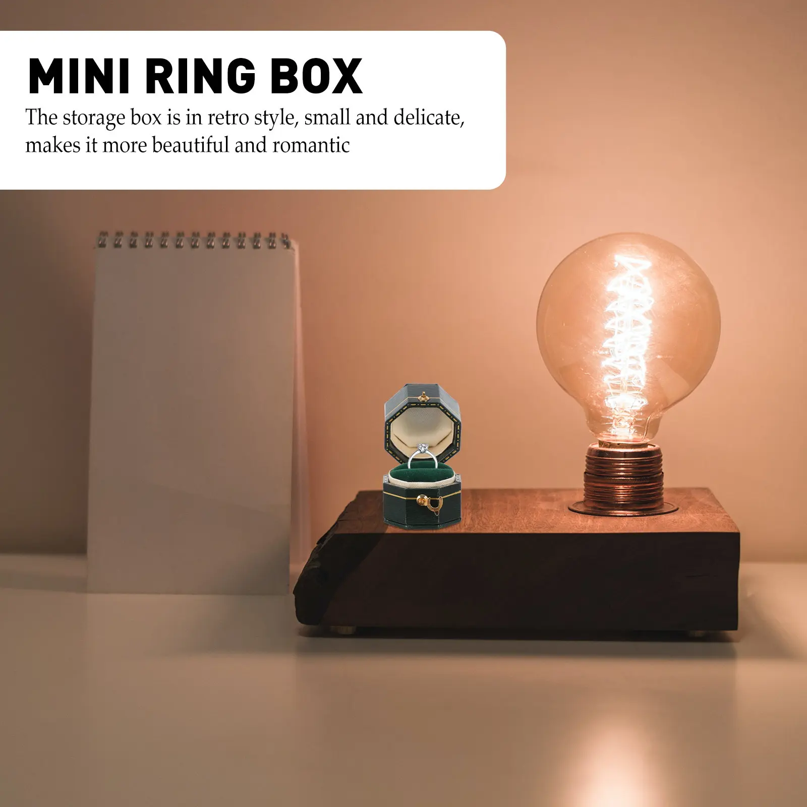 

Octagonal Ring Packing Box Vintage Retro Solid Leatherette Paper Small Portable Jewelry Storage Case Decorative Wedding Gift Box